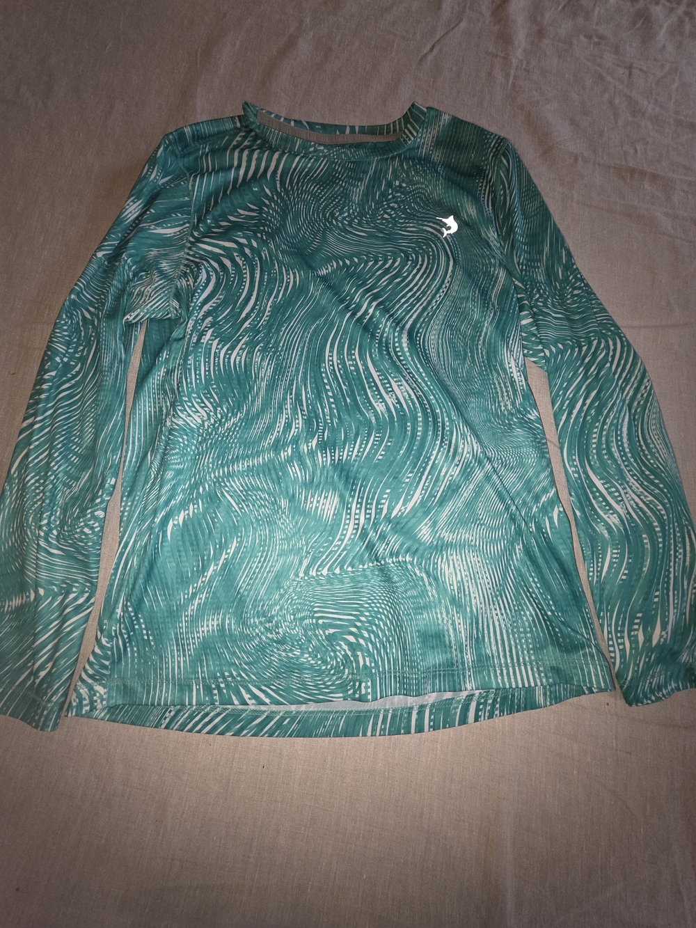 Reel Legends Teal & White Swirl Long Sleeve Tee